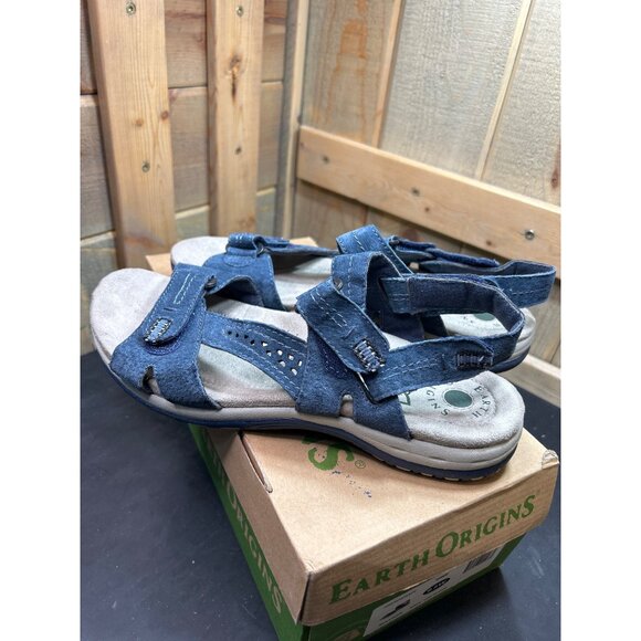 Womens Earth Origins Sullivan 9.5W Navy Pig Suede Sandals - Picture 7 of 9